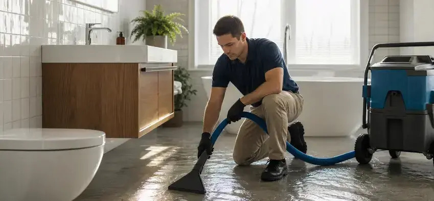 Flooded bathroom cleanup in Peoria, AZ by Sutter Water Damage Restoration